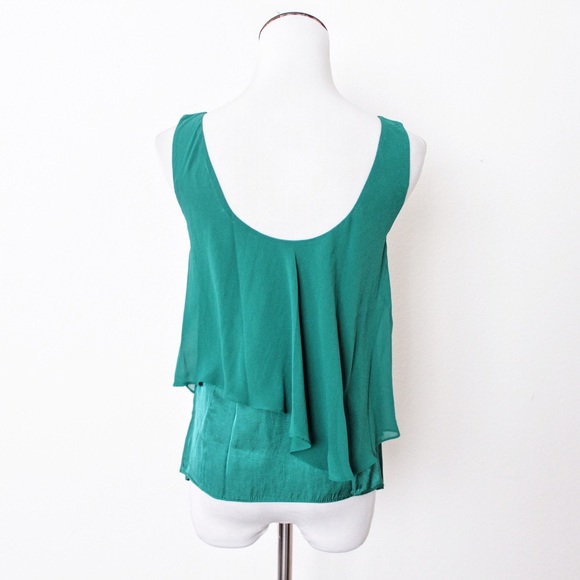 ♡ Kai-aakmann Green Satin Chiffon Layered Top ♡ - Picture 5 of 5